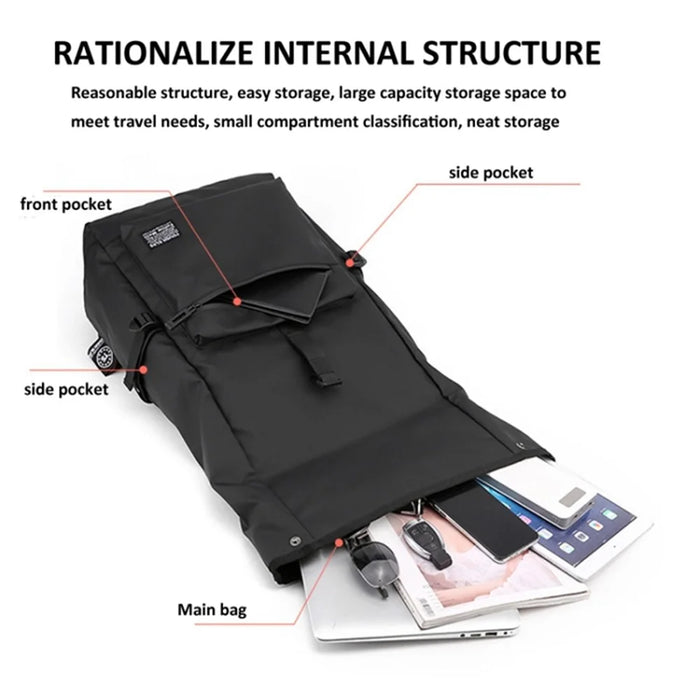 16-Inch Laptop Backpack Large Capacity Oxford Cloth Travel Bag - Black - 5