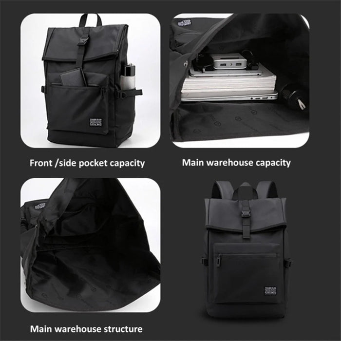 16-Inch Laptop Backpack Large Capacity Oxford Cloth Travel Bag - Black - 7