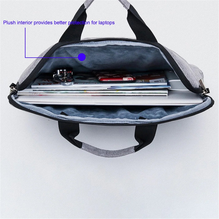 15-inch Laptop Handbag 300D Cationic Fabric Notebook Anti-shock Crossbody Bag - Grey - 4