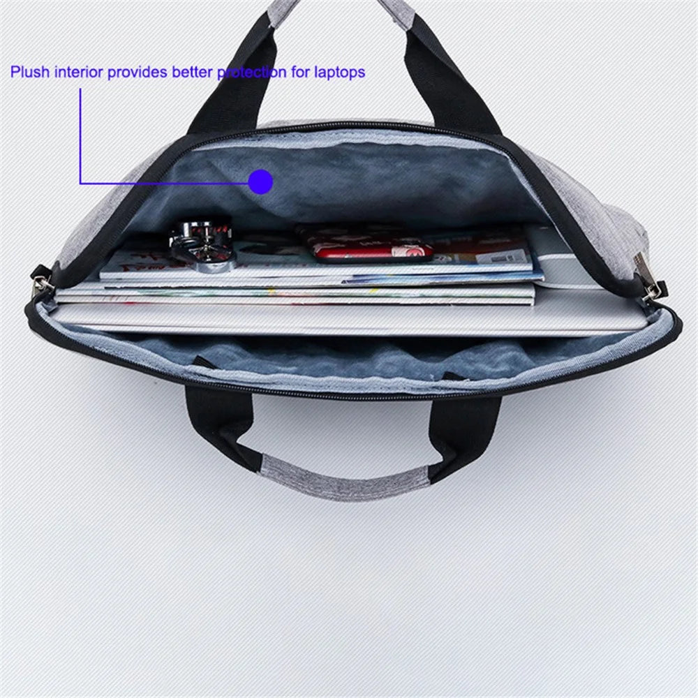 13-inch Laptop Carrying Handbag 300D Cationic Fabric Anti-shock Notebook Crossbody Bag - Grey - 4