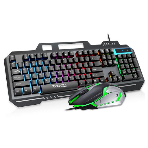 T-WOLF TF600 Backlit Wired 104-Key Gaming Keyboard with Wired Mouse for Gaming Working - 1