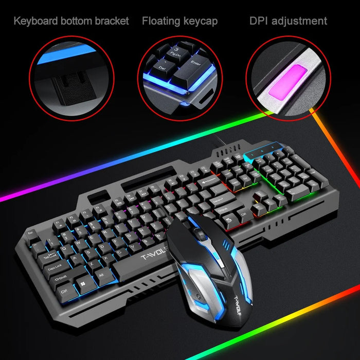 T-WOLF TF600 Backlit Wired 104-Key Gaming Keyboard with Wired Mouse for Gaming Working - 5