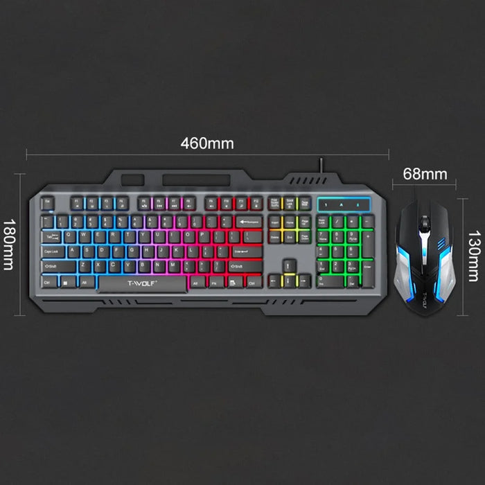 T-WOLF TF600 Backlit Wired 104-Key Gaming Keyboard with Wired Mouse for Gaming Working - 7