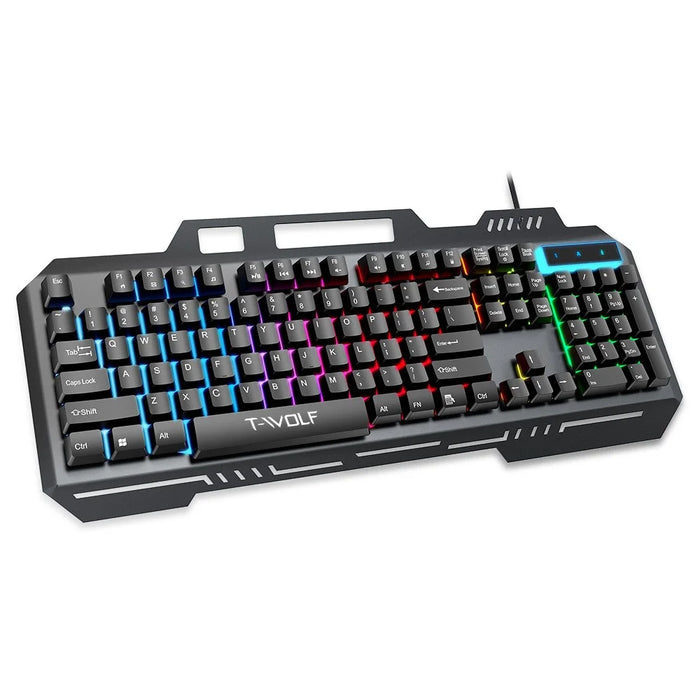 T-WOLF T16 Backlit Wired 104-Key Gaming Keyboard Ambient Light Gaming Keyboard - 1