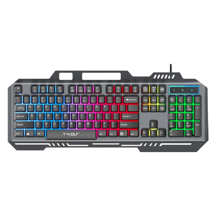 T-WOLF T16 Backlit Wired 104-Key Gaming Keyboard Ambient Light Gaming Keyboard - 2