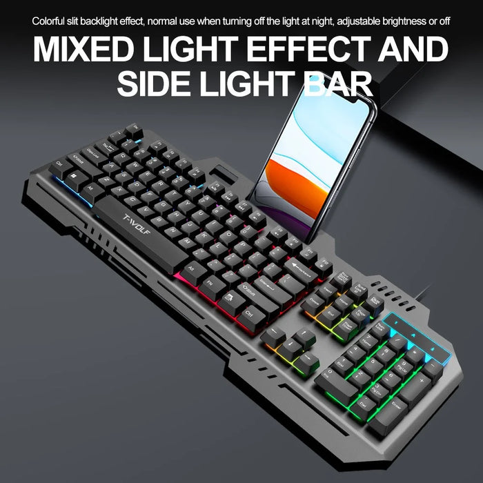 T-WOLF T16 Backlit Wired 104-Key Gaming Keyboard Ambient Light Gaming Keyboard - 4