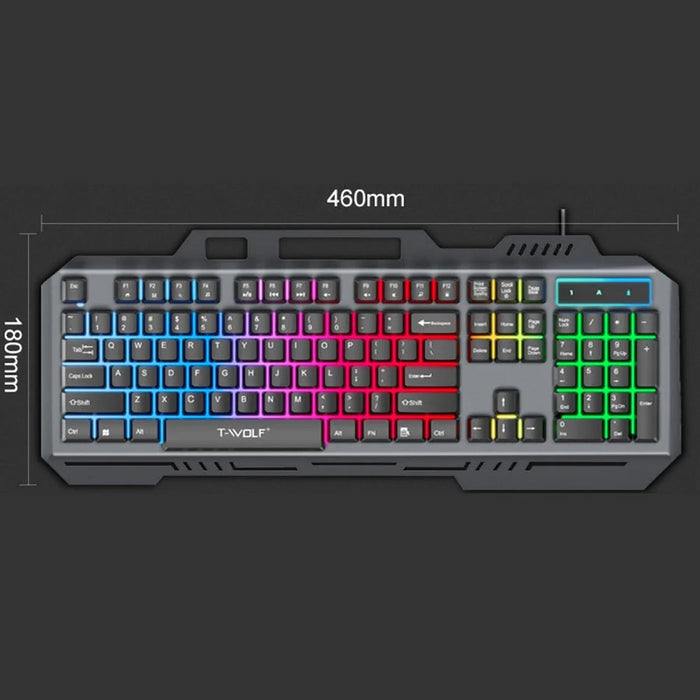 T-WOLF T16 Backlit Wired 104-Key Gaming Keyboard Ambient Light Gaming Keyboard - 7