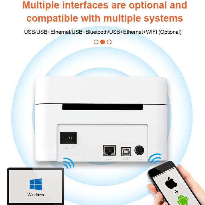 ZJ-9250 USB+Bluetooth-compatible Thermal Shipping Label Printer for Small Business - White - 5
