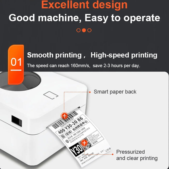 ZJ-9250 USB+Bluetooth-compatible Thermal Shipping Label Printer for Small Business - White - 6