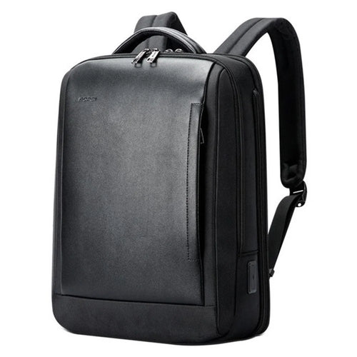 BOPAI Genuine Cow Leather Laptop Backpack 15.6 inch Business Travel Rucksack with Charging Port - 1