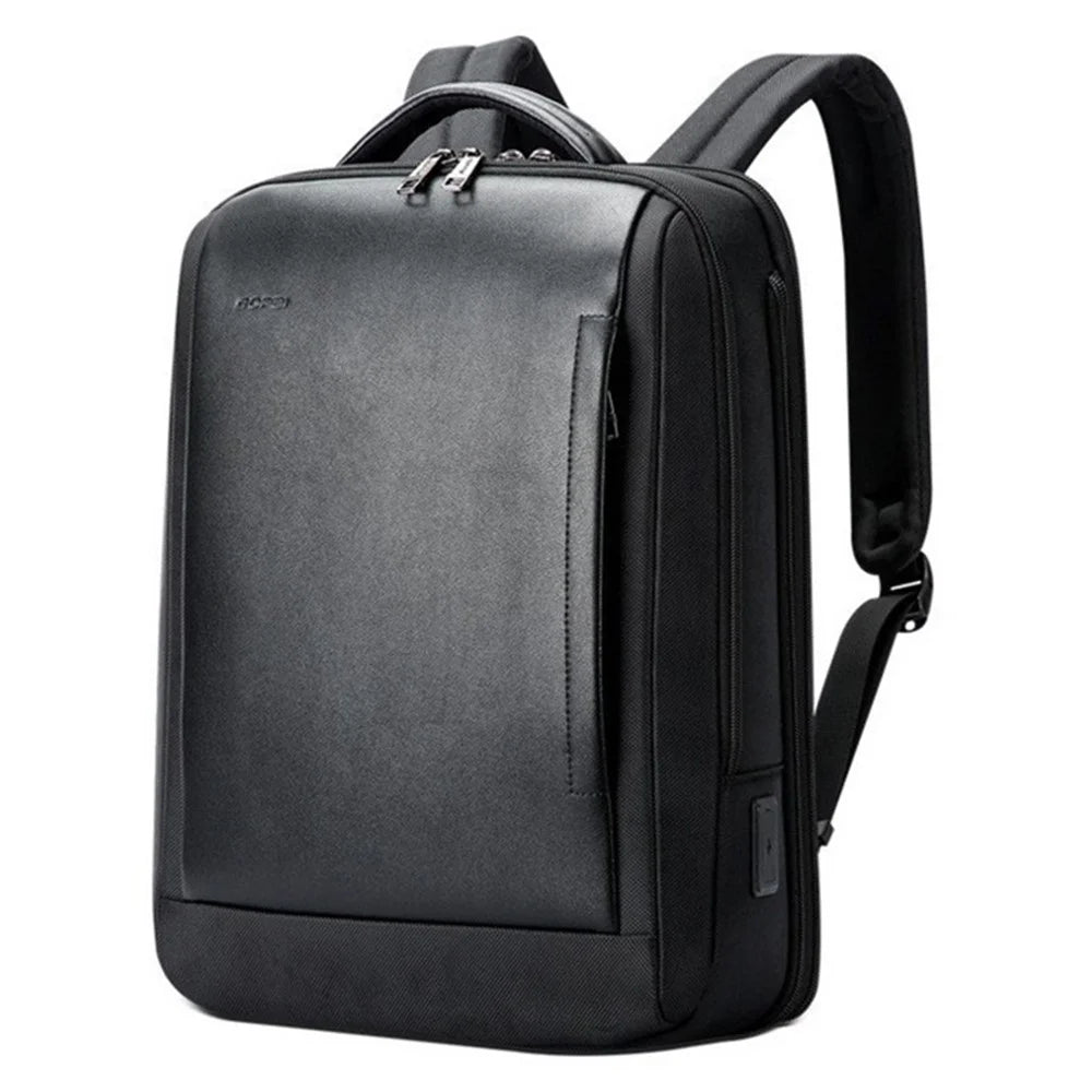 BOPAI 15.6 inch Laptop Backpack Genuine Cow Leather Water Resistant Business Travel Rucksack - 1