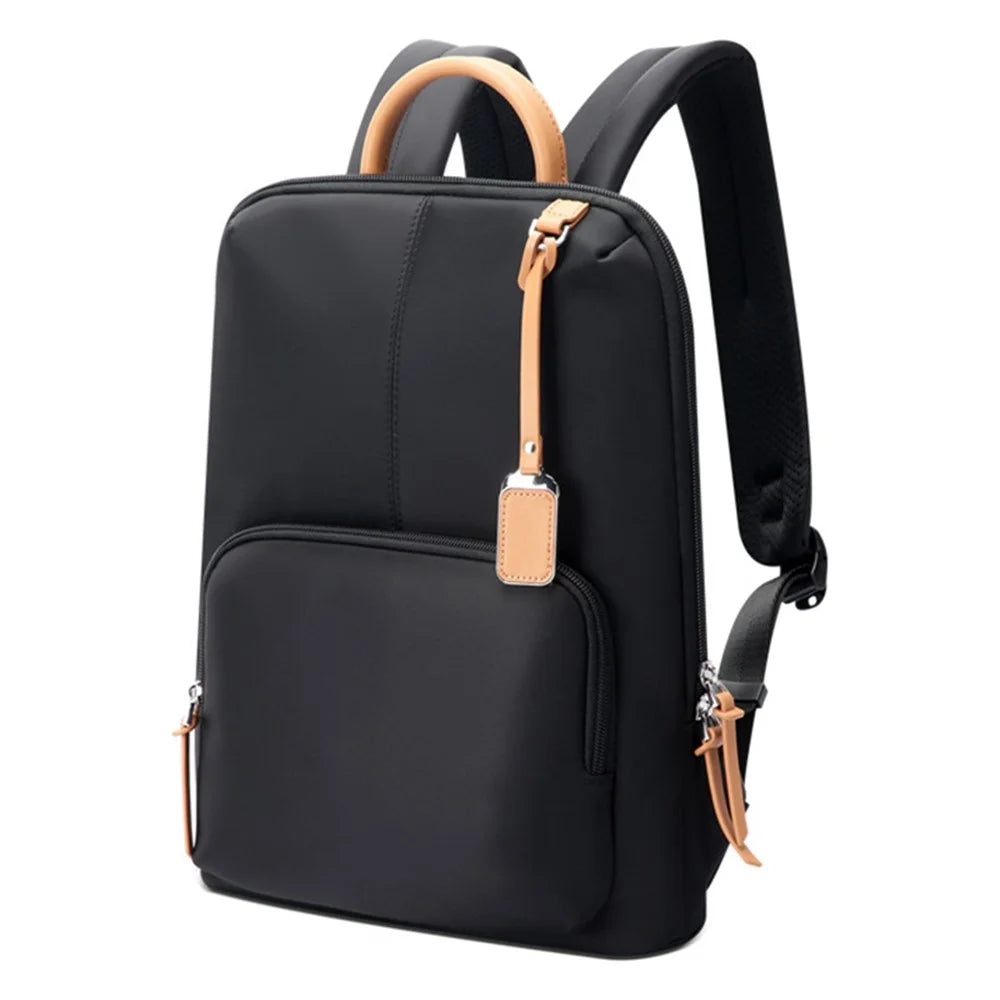 BOPAI 14-inch Laptop Waterproof Backpack Nylon Polyester Business Commute Notebook Shoulder Bag - Black - 1