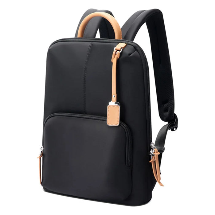 BOPAI 14-inch Laptop Waterproof Backpack Nylon Polyester Business Commute Notebook Shoulder Bag - Black - 1