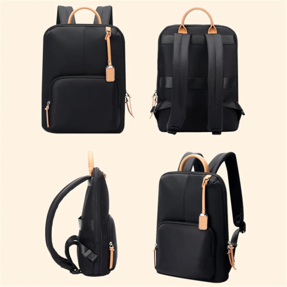 BOPAI 14-inch Laptop Waterproof Backpack Nylon Polyester Business Commute Notebook Shoulder Bag - Black - 6