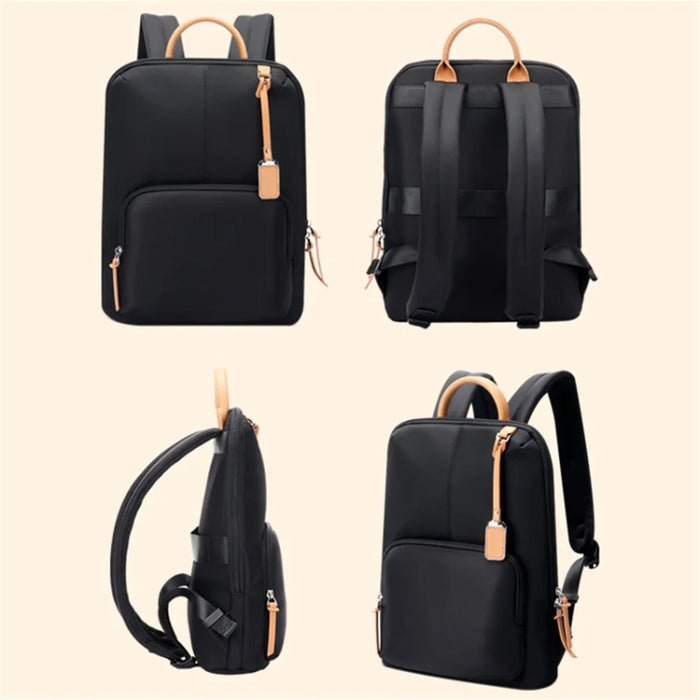 BOPAI 14-inch Laptop Waterproof Backpack Nylon Polyester Business Commute Notebook Shoulder Bag - Black - 6