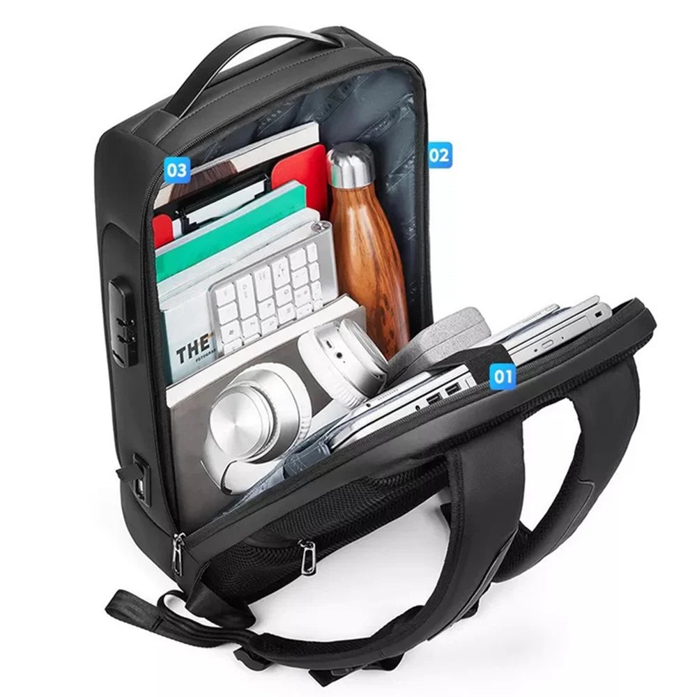 MINGLU ML22088-15.6 Inch Universal Dual Shoulder Laptop Backpack Oxford Cloth Notebook Storage Bag - Black - 2