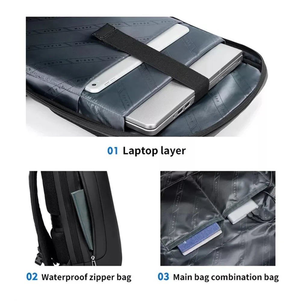 MINGLU ML22088-15.6 Inch Universal Dual Shoulder Laptop Backpack Oxford Cloth Notebook Storage Bag - Black - 4