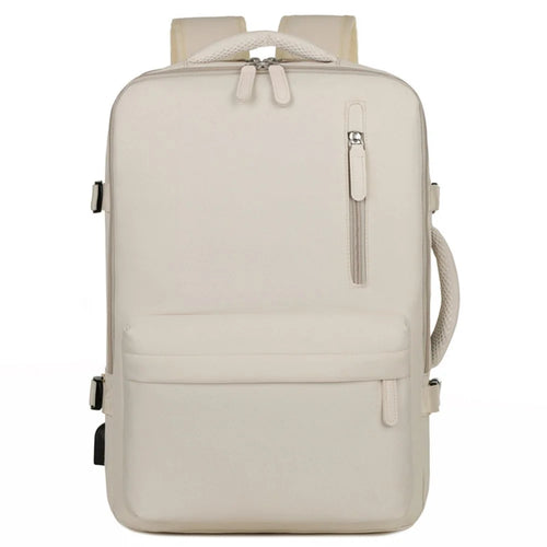 Travel Backpack Fit 15.6 Inch Laptop Computer Work Bag with USB Charging Port - Beige - 1