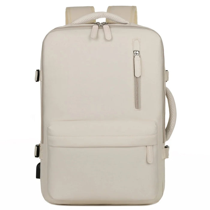 Travel Backpack Fit 15.6 Inch Laptop Computer Work Bag with USB Charging Port - Beige - 1