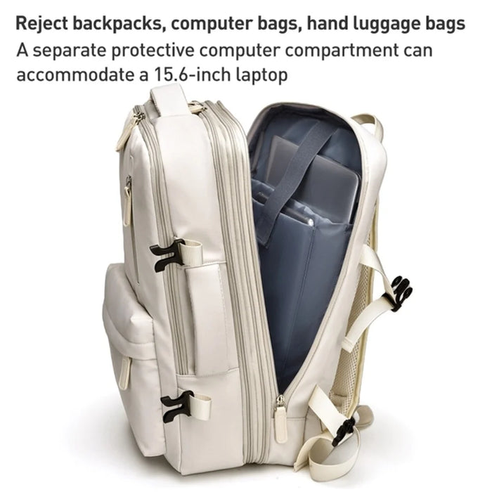 Travel Backpack Fit 15.6 Inch Laptop Computer Work Bag with USB Charging Port - Beige - 3