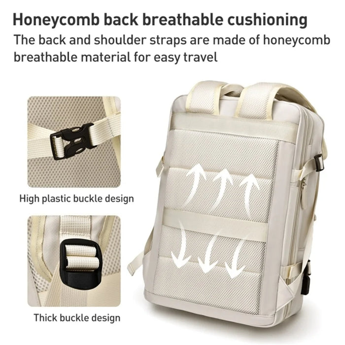 Travel Backpack Fit 15.6 Inch Laptop Computer Work Bag with USB Charging Port - Beige - 6