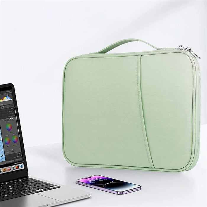 10.5-11 inch Laptop Handle Bag Notebook Portable Carrying Case Nylon Storage Bag - Light Green - 3