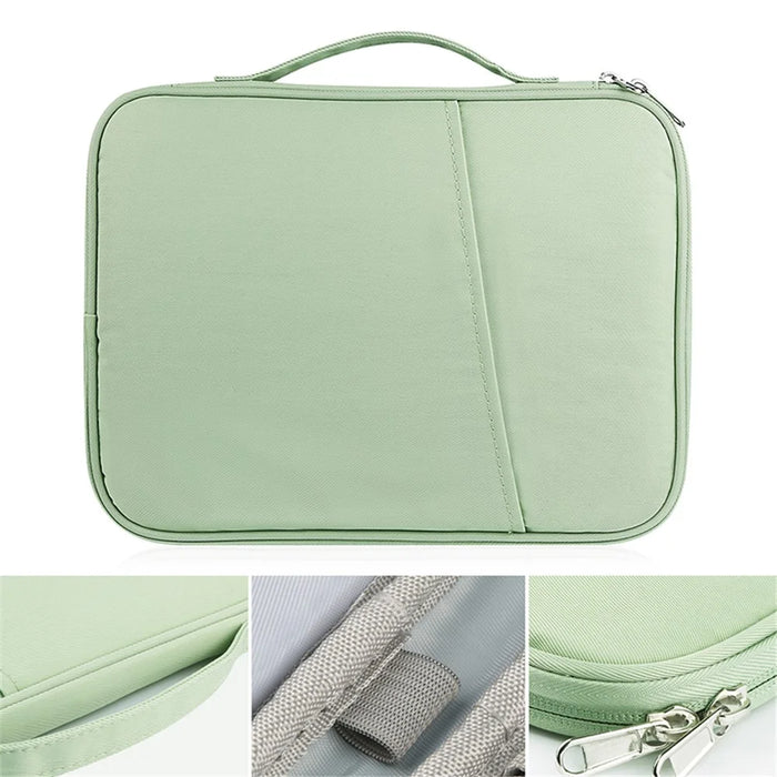 10.5-11 inch Laptop Handle Bag Notebook Portable Carrying Case Nylon Storage Bag - Light Green - 4