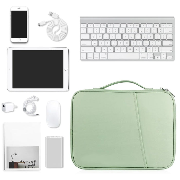 10.5-11 inch Laptop Handle Bag Notebook Portable Carrying Case Nylon Storage Bag - Light Green - 5