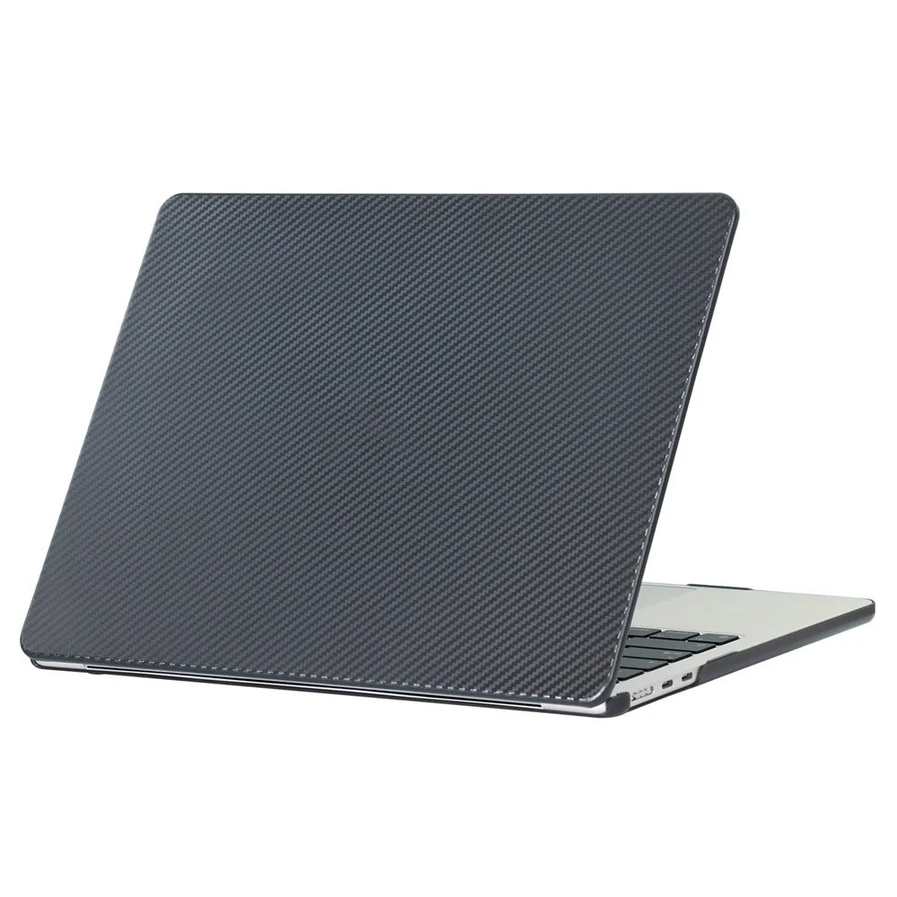 For MacBook Air 13 inch (2026) A3449 / (2025) A3240 / (2024) A3113 / (2022) A2681 Case Carbon Fiber Texture Plastic Laptop Hard Shell - Black - 1