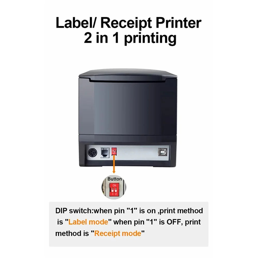 XPRINTER XP-365B 20-80mm QR Code Barcode Label Printer Thermal Self-adhesive Label Printer - US Plug - 3