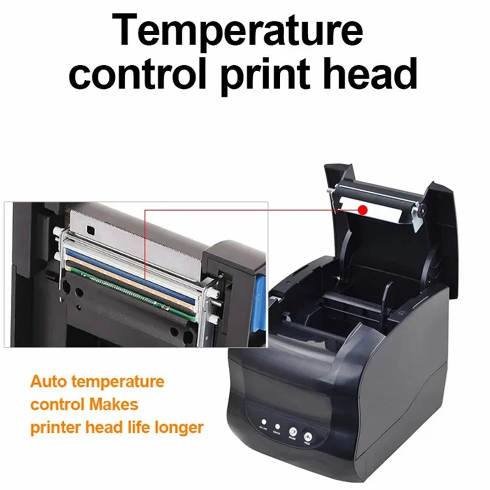 XPRINTER XP-365B 20-80mm QR Code Barcode Label Printer Thermal Self-adhesive Label Printer - US Plug - 4
