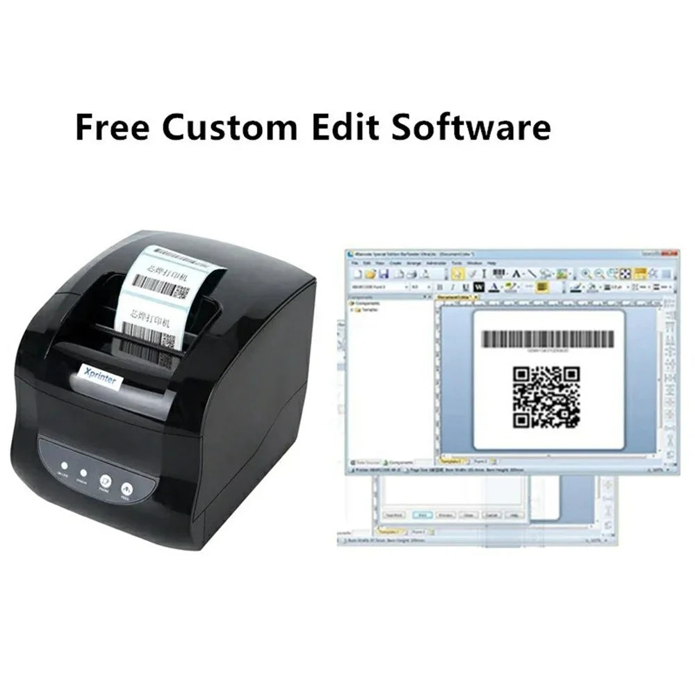 XPRINTER XP-365B 20-80mm QR Code Barcode Label Printer Thermal Self-adhesive Label Printer - US Plug - 6