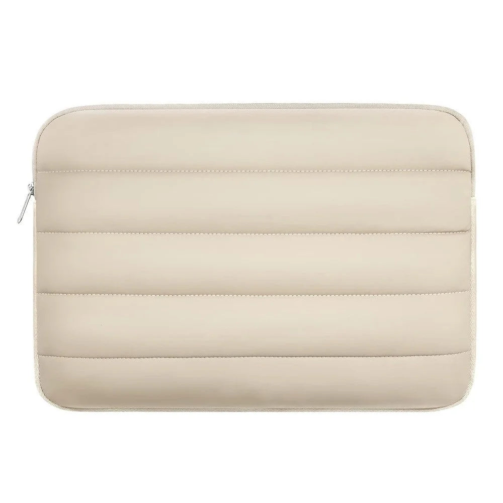 MA593 12.9-13.3 Inch Puffy Laptop Sleeve Waterproof Shockproof Puffer Notebook Case with Soft Lining - Beige - 1