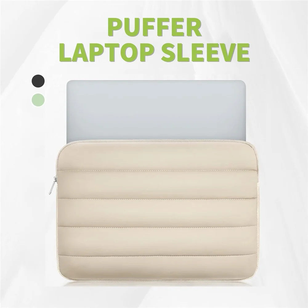 MA593 12.9-13.3 Inch Puffy Laptop Sleeve Waterproof Shockproof Puffer Notebook Case with Soft Lining - Beige - 2