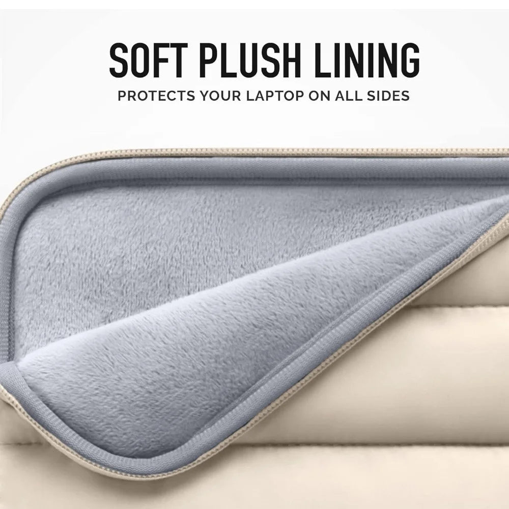 MA593 12.9-13.3 Inch Puffy Laptop Sleeve Waterproof Shockproof Puffer Notebook Case with Soft Lining - Beige - 4