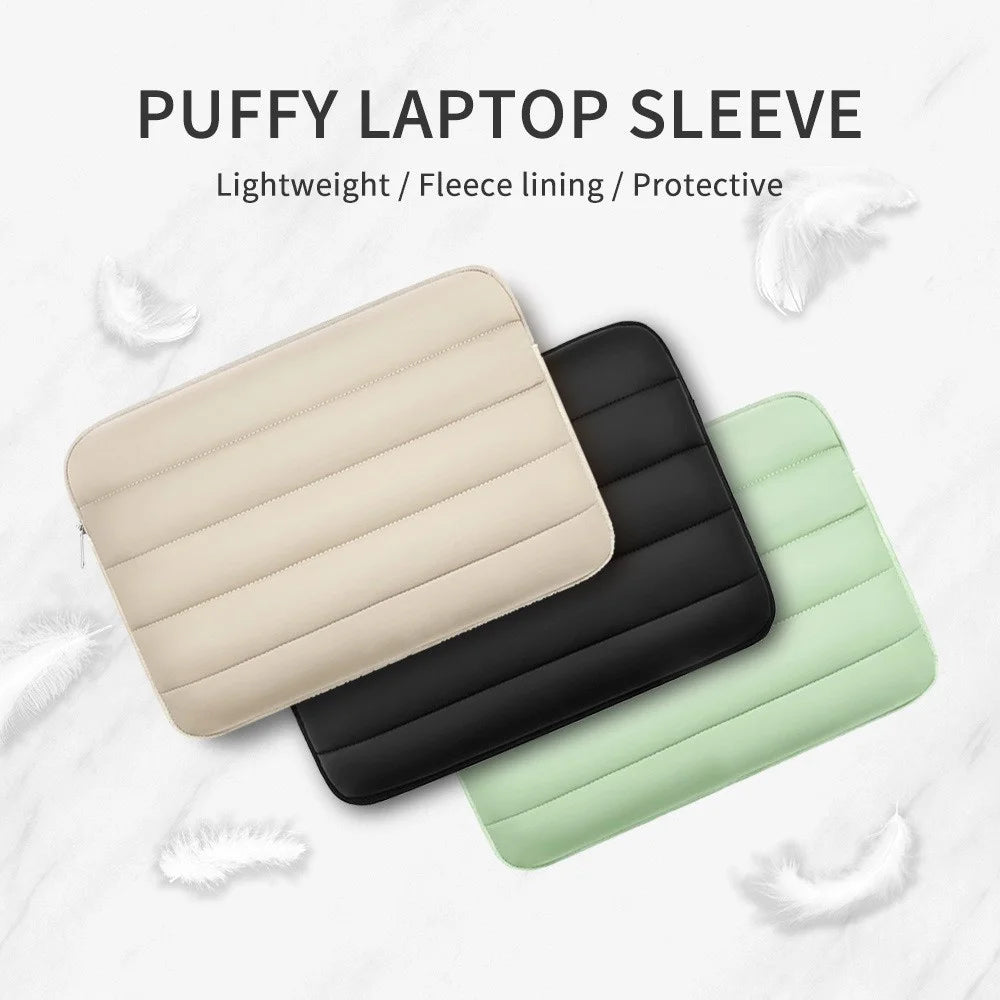 MA593 12.9-13.3 Inch Puffy Laptop Sleeve Waterproof Shockproof Puffer Notebook Case with Soft Lining - Beige - 6