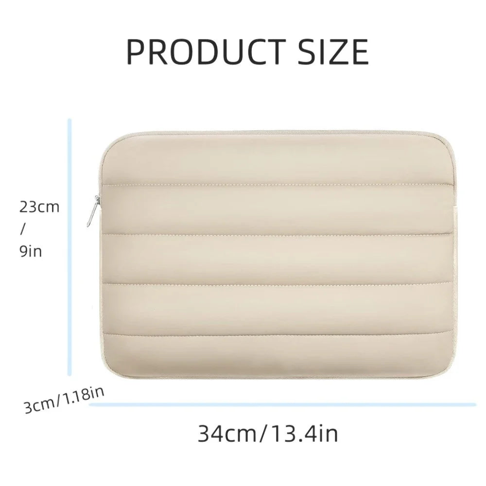 MA593 12.9-13.3 Inch Puffy Laptop Sleeve Waterproof Shockproof Puffer Notebook Case with Soft Lining - Beige - 7