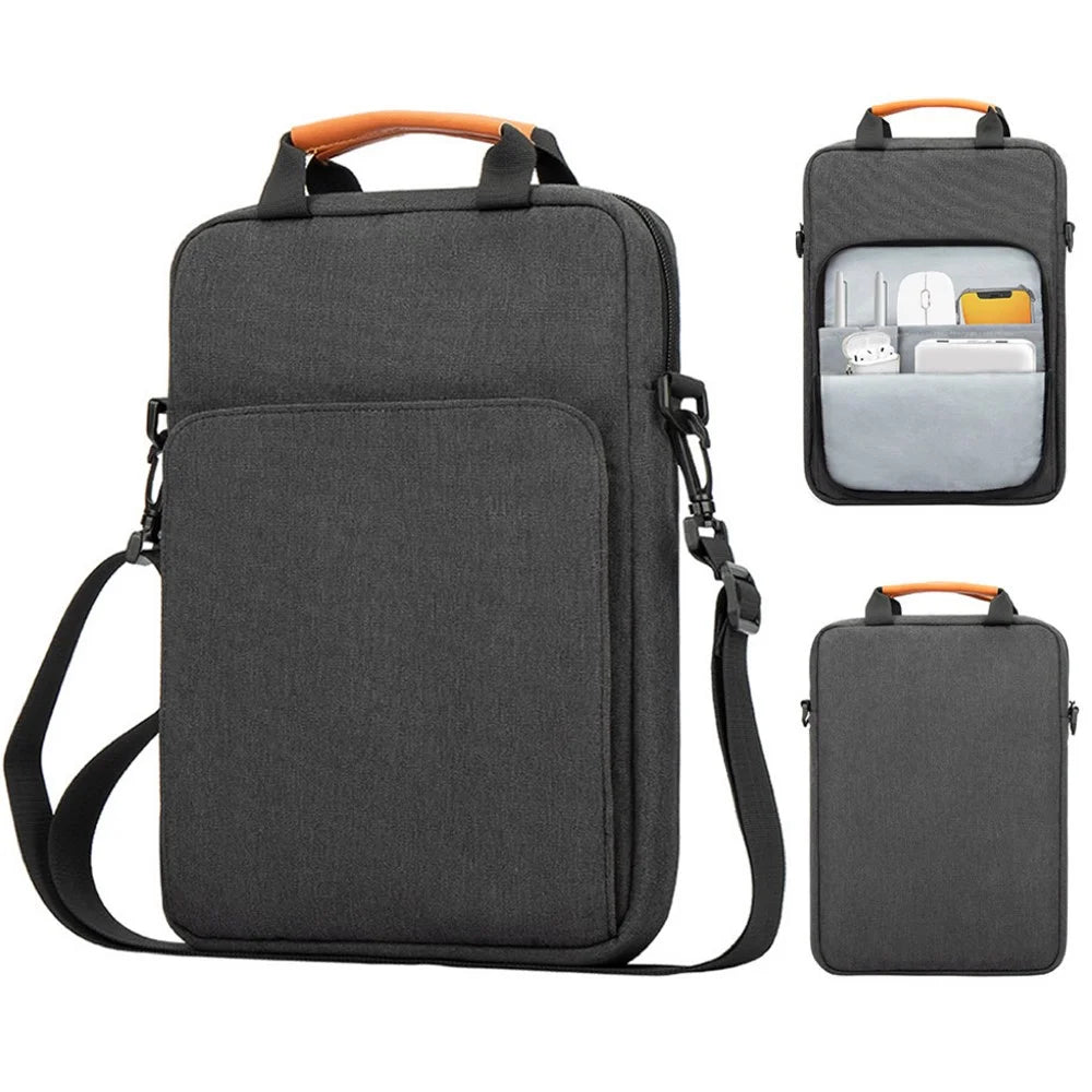 9-11 inch Tablet Vertical Carrying Bag Oxford Cloth Shockproof Tablet PC Handbag Crossbody Bag - Black - 1