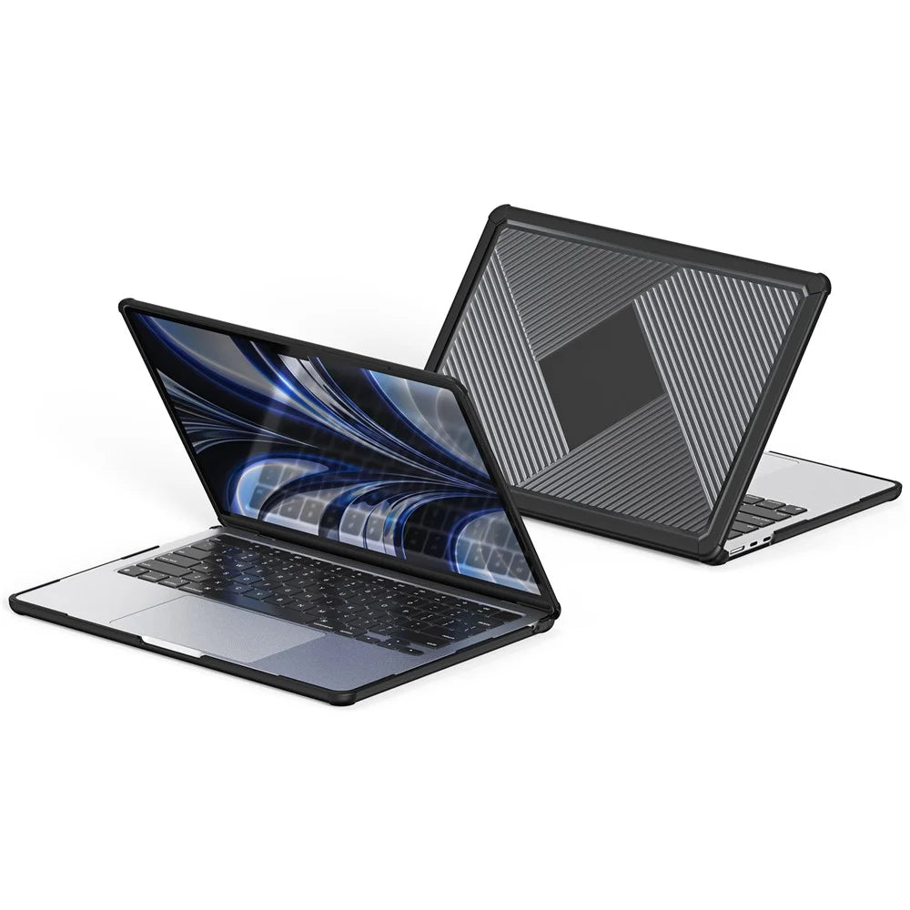 DUX DUCIS LCGH Series for MacBook Air 13 inch (2026) A3449 / (2025) A3240 / (2024) A3113 / (2022) A2681 Geometric Lines Anti-Drop Case TPU+PC Laptop Cover - Black - 2