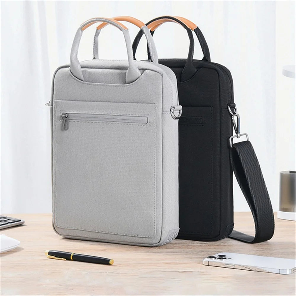 12.9-Inch Laptop Handbag Tablet PC Storage Pouch Briefcase Oxford Cloth Shoulder Bag - Grey - 5