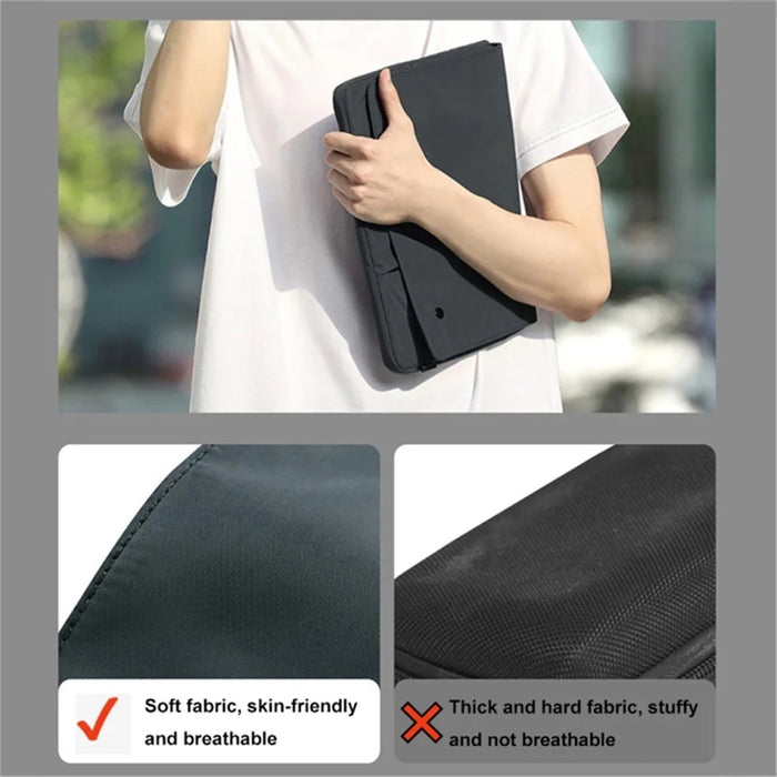 13 inch Laptop Case Multi-Layer Nylon Waterproof Computer Bag Shock Resistant - Black - 5