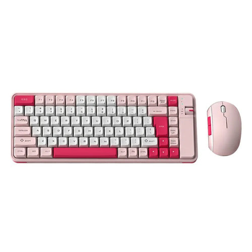 QW07 Wireless Keyboard Mouse Set Home Office Computer Bluetooth-compatible 5.0 Keyboard + Mouse  - Pink - 1