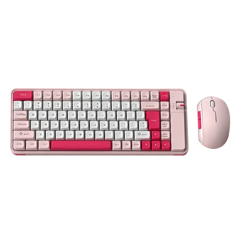 QW07 Wireless Keyboard Mouse Set Home Office Computer Bluetooth-compatible 5.0 Keyboard + Mouse  - Pink - 1