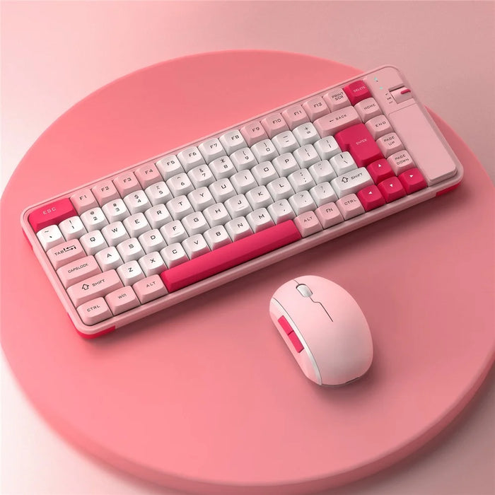 QW07 Wireless Keyboard Mouse Set Home Office Computer Bluetooth-compatible 5.0 Keyboard + Mouse  - Pink - 2
