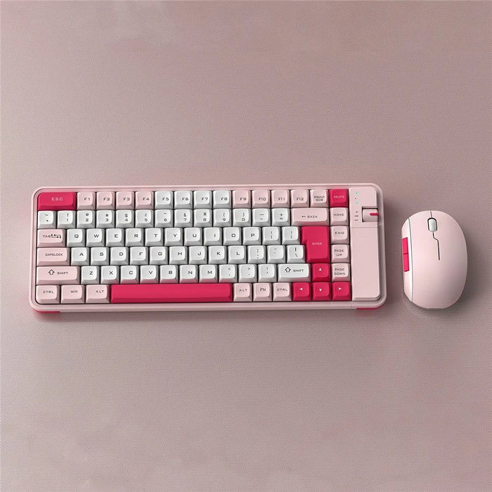 QW07 Wireless Keyboard Mouse Set Home Office Computer Bluetooth-compatible 5.0 Keyboard + Mouse  - Pink - 3