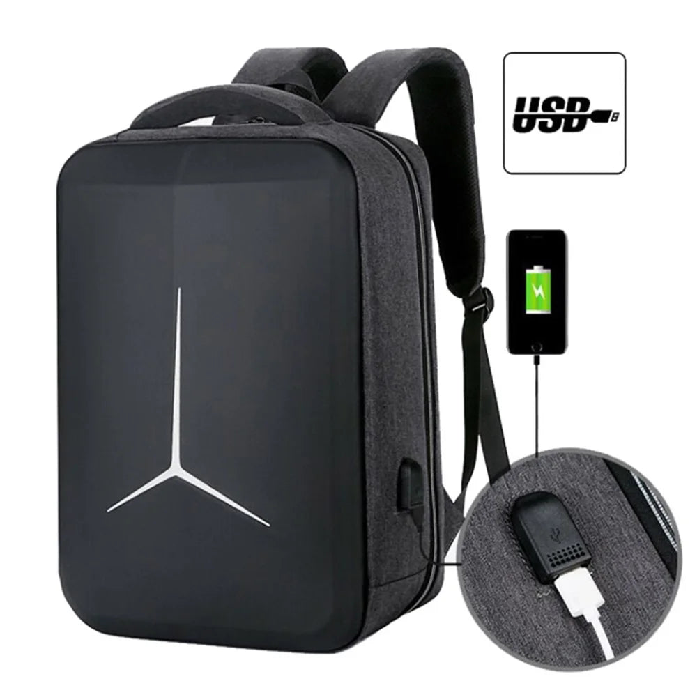15 inch Laptop Backpack Waterproof Oxford Cloth+Polyester Computer Rucksack with USB Charging Port - Black - 2