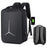17-inch Laptop Backpack with USB Charging Port Oxford Cloth+Polyester Travel Work Rucksack - Black - 1