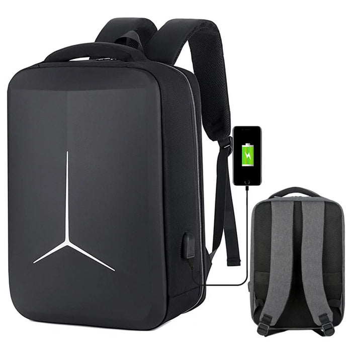 17-inch Laptop Backpack with USB Charging Port Oxford Cloth+Polyester Travel Work Rucksack - Black - 1