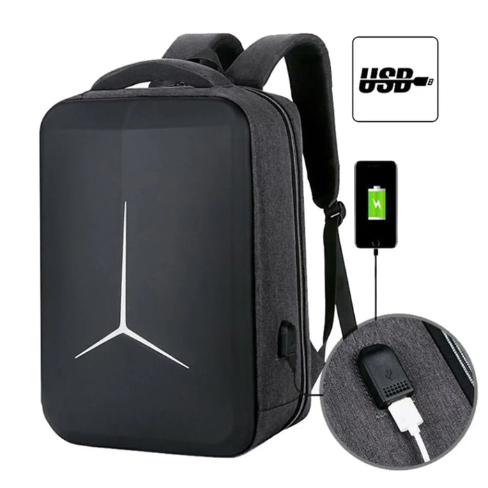 17-inch Laptop Backpack with USB Charging Port Oxford Cloth+Polyester Travel Work Rucksack - Black - 2