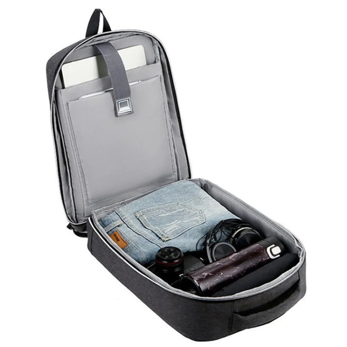 17-inch Laptop Backpack with USB Charging Port Oxford Cloth+Polyester Travel Work Rucksack - Black - 3